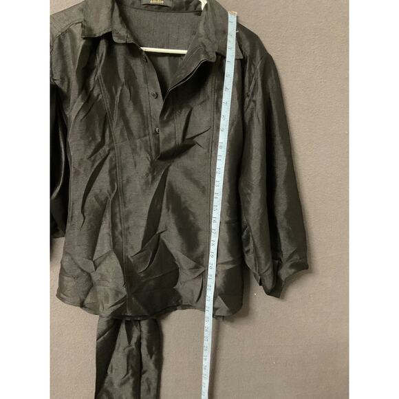 Amitie Black Polyester Blouse Lightweight Long Sleeve Size S Romantic Dark Goth - Picture 3 of 7